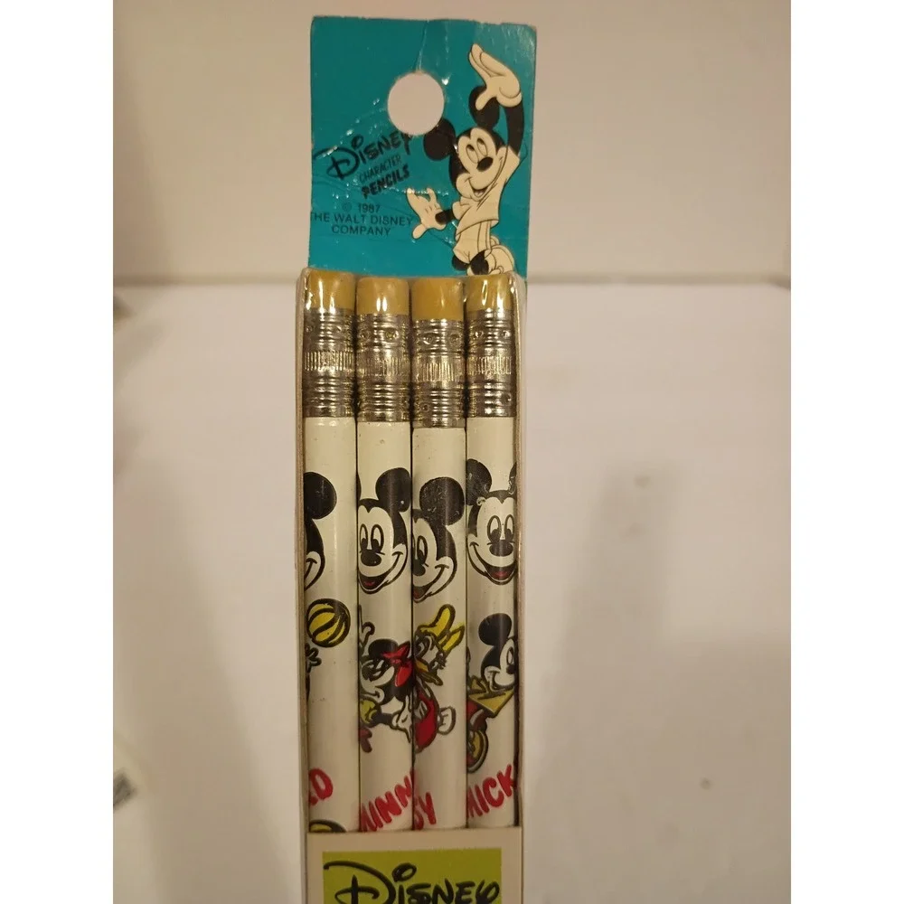 Vintage 1987 Disney Character Pencils 4 Pack Mickey Minnie Donald Empire Pencil